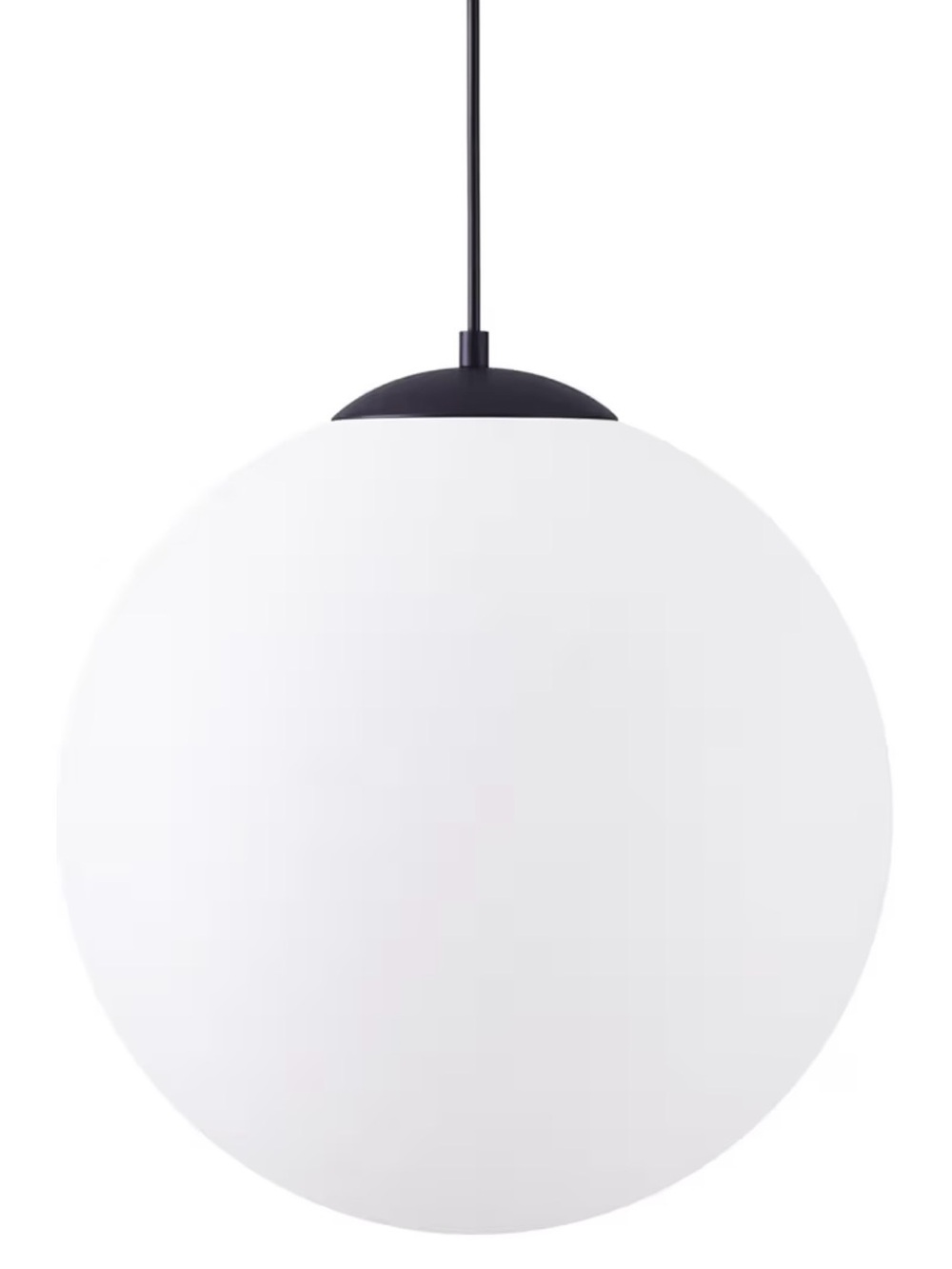 Modern Black Milk Glass Globe Pendant Light 15.7” Mid Century Adjustable